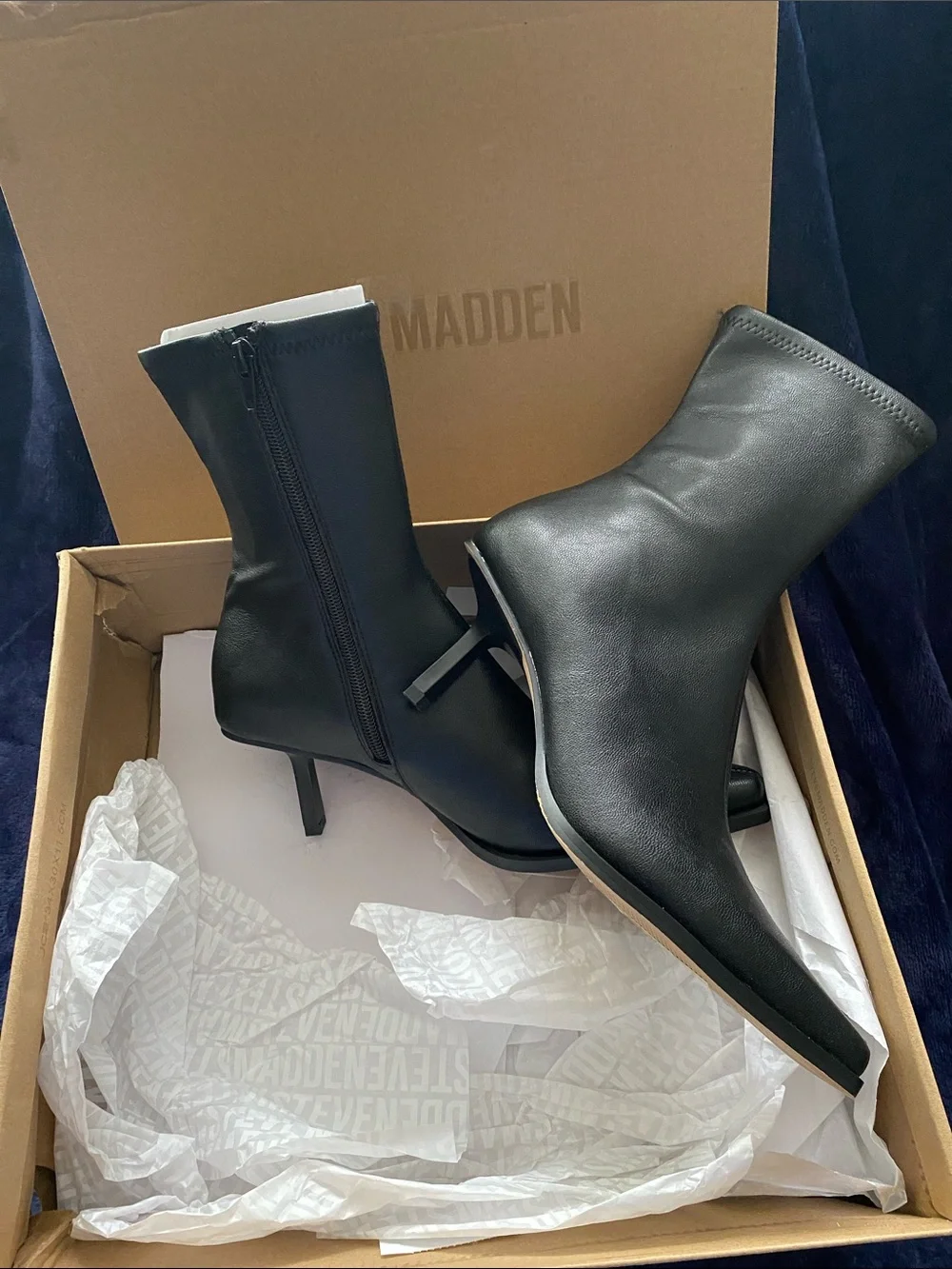 Steve Madden Black Pointed Toe Stiletto Ankle Boots